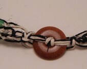 Organic black and white Hemp choker with Jade glass and Goldstone- LAST CHANCE
