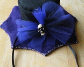 Deep purple and Black Mini top hat Fascinator with patchwork - Hand sewn - LAST CHANCE
