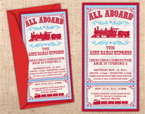 Vintage Train Ticket Customizable Party invitation