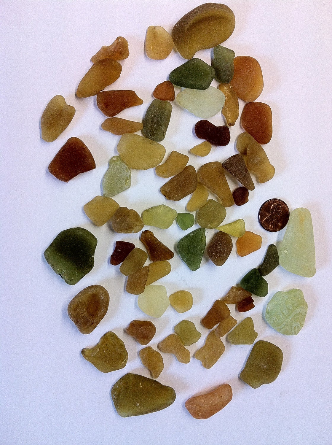 Amber, Green and Brown Sea Tumbled Glass (20)