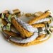 Double Rope Bracelet in mustard and green with female screws