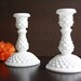 Milk Glass Candlesticks Hobnail