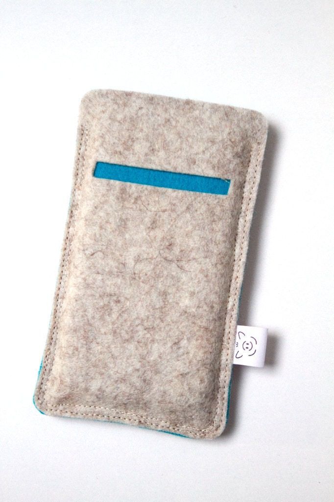 Felt cell phone cover made to fit your Iphone or any other smartphone - Aqua SHELL