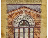 Art Deco French Dictionary Book Page Paris Shop Front Architectural Drawing 1920s Boutique Wall Home Decor Print Altered Old Vintage 096