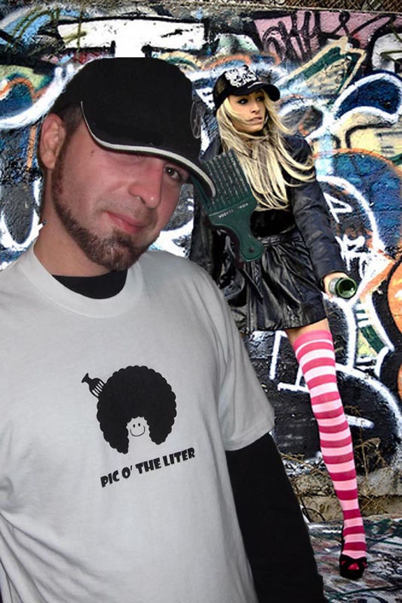 Screen Printed T-Shirt Afro Pic Of The Liter Hippie Universal Kinetic Design Handmade by Civilized Society