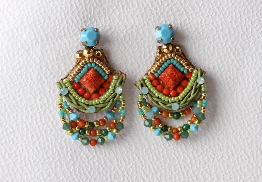 Coral Earrings. Bead Jewelry. Tribal Earrings. Ethnic Jewelry. Colorful Jewelry