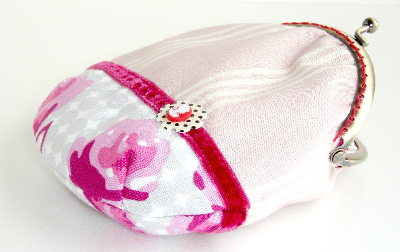 Roses Change Purse, Pink Change Purse, Romantic Coin Purse