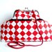 Shoulder Purse Red White Diamonds Printed Fabric Charming Bow