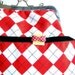 Shoulder Purse Red White Diamonds Printed Fabric Charming Bow