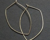 Handmade Hoop Earring Findings, Long Lotus Petal / Leaf Shape 14k Gold Fill or Sterling Silver Flattened 20 gauge Wire, Add Dangles