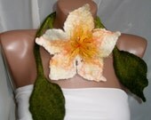 Flower Felt Necklace, Bracelet,Felt Jewelry,Bright Summer fashion ,Green yellow necklace,Eco  friendly, Gift for her