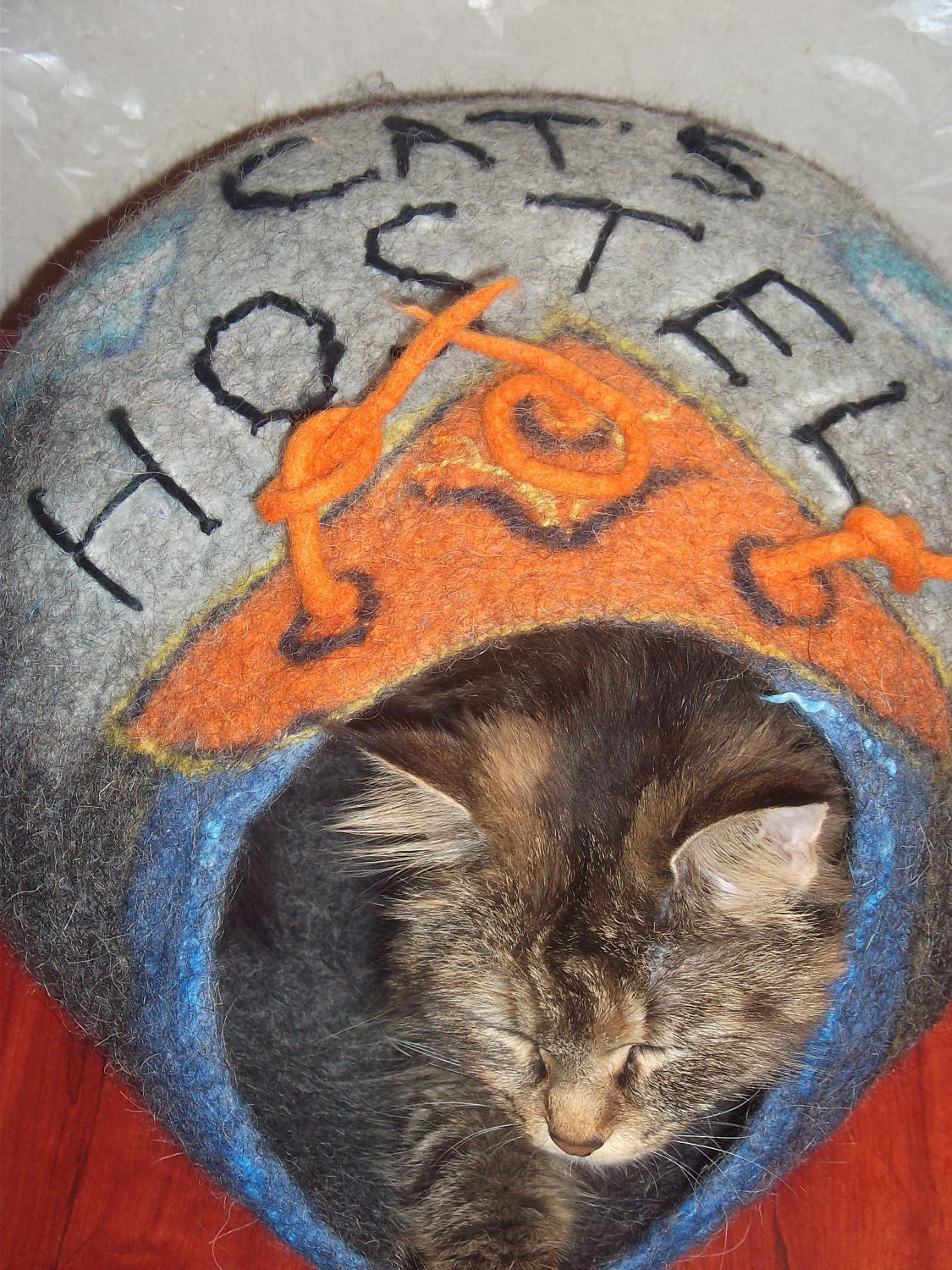 OOAK Cat bed, cat cave "Cat's Hostel",  ,pets bed,hand crafted, Eco friendly