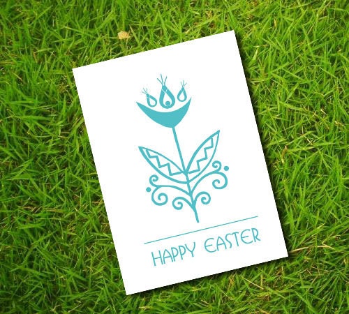 Easter Card - Printable - Folk motif - Spring