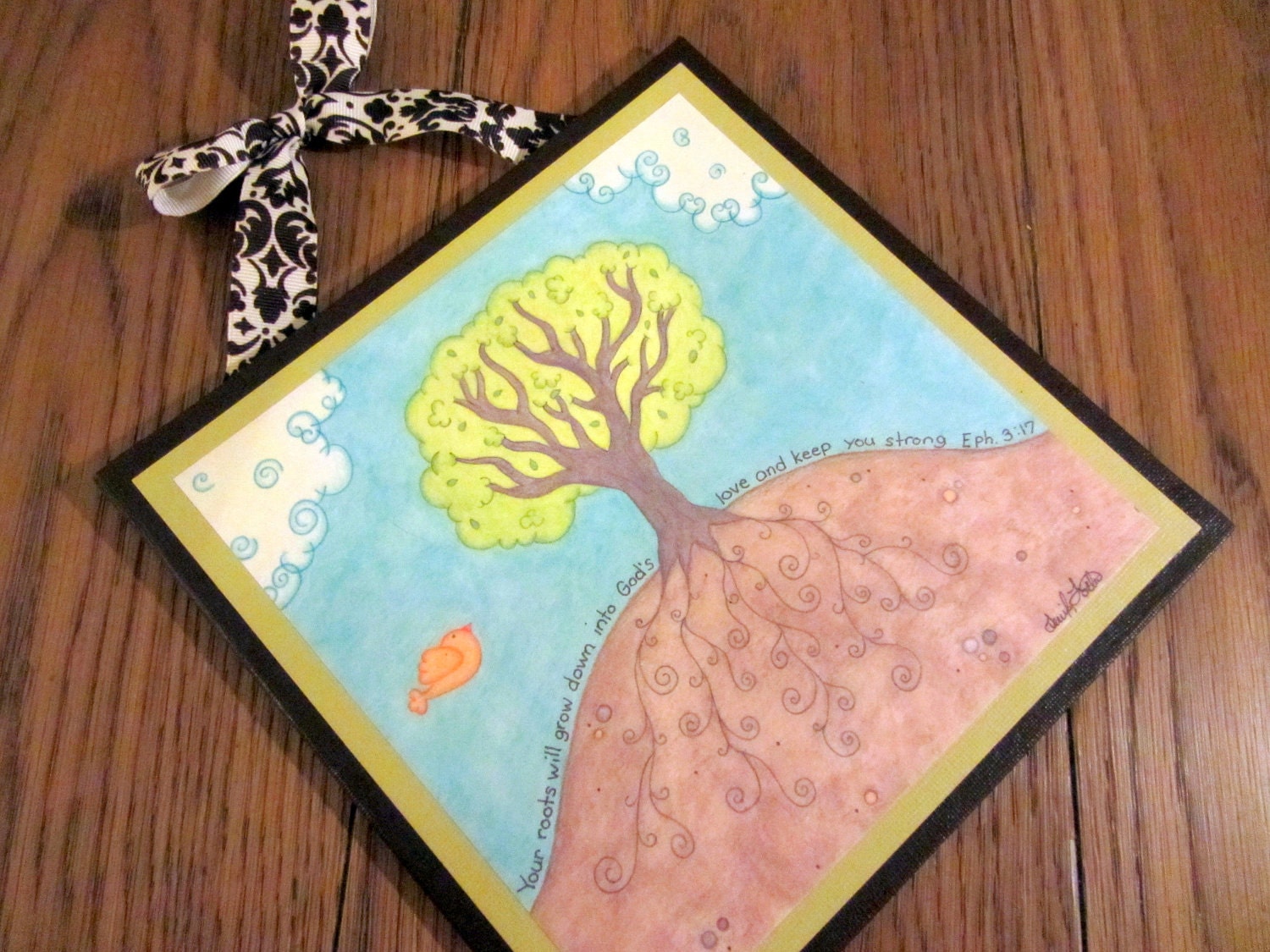 8x8 Print on canvas of Deep Roots - With Ribbon