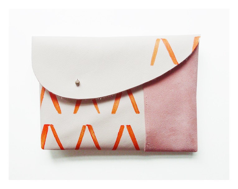 MIXED CLUTCH / ivory pink orange