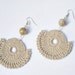 Crochet earrings beaded beige - Hot cappuccino -OOAK - handmade finished products - pale brown beige