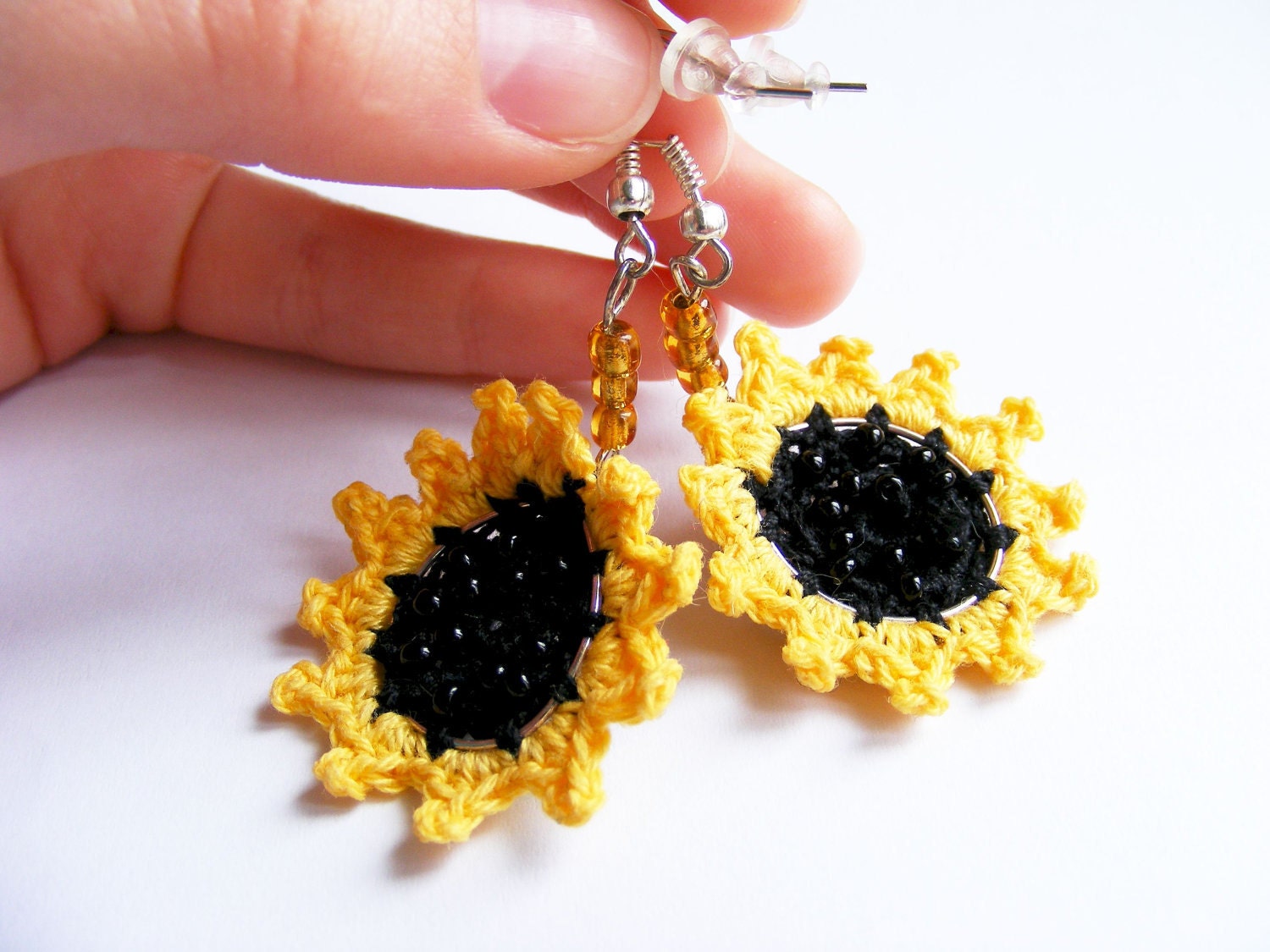 Sunflowers - crochet earrings