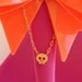 Tiny Skull Bracelet - Matt 14k Gold Plated Skull Charm on Gold Delicate Chain with Mint Faceted Bead