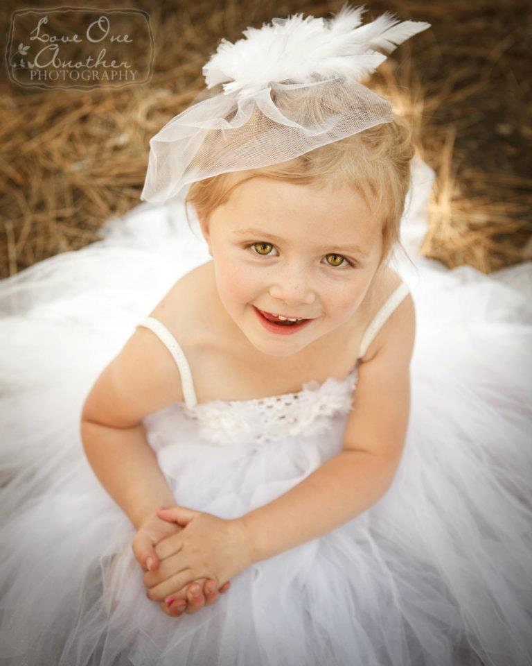 White Upscale Flower Girl Dress with silver embelishment