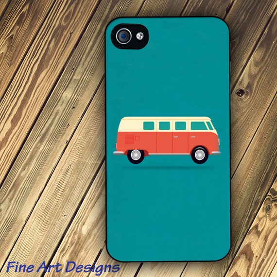 iphone 4 and iphone 4s hard case with Vintage VW Camper Van - FineArtDesigns iphone 4 and iphone 4s hard case with Vintage VW Camper Van - FineArtDesigns