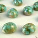 Vintage 10x8 Turquoise Matrix Glass Cabochons (4)