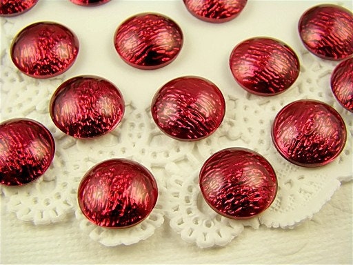 Red Wine Vintage 11mm Crackle Glass Round Cabochons (4)