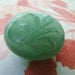 Faux Jade Floral Flourish Carved Oval Beads Large 21 x 18mm Vintage Lucite (2)