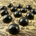 Vintage Cabochons Onyx Black Gold Flecks 11mm Round Lucite (6)