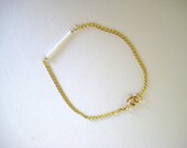 Silver bar and gold chain bracelet