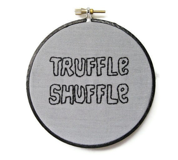 The Goonies Hand Embroidery Hoop Art Movie Quote : Truffle Shuffle - Retro 80s Hand Embroidered Home Decor