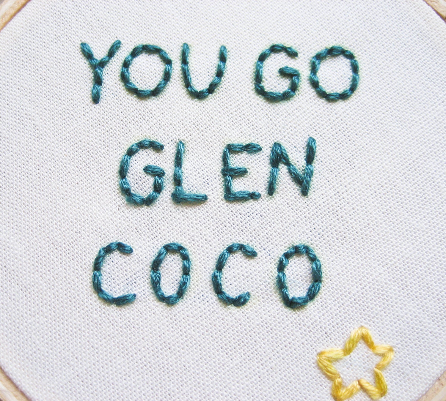 You Go Glen Coco Embroidery Hoop - Mean Girls Movie Quote Home Decor Yellow Star 3 inch