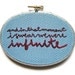 Literary Embroidery Hoop - Vintage Blue Fabric Home Decor / And in That Moment I Swear We Were Infinite (with sparrownestscript)