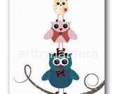 Baby Boy Wall Art Children Room Decor Baby room decor owl decor kids decor baby nursery room decor baby nursery print 8"x10" owls decoration