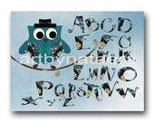 Baby Print Art for Children Kids Wall Art Baby Boy Room Decor Baby Boy Nursery print 8" x 10" nursery alphabet nursery blue owl decor