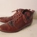 Vintage brown leather flat lace up ankle granny boots grunge sz 8