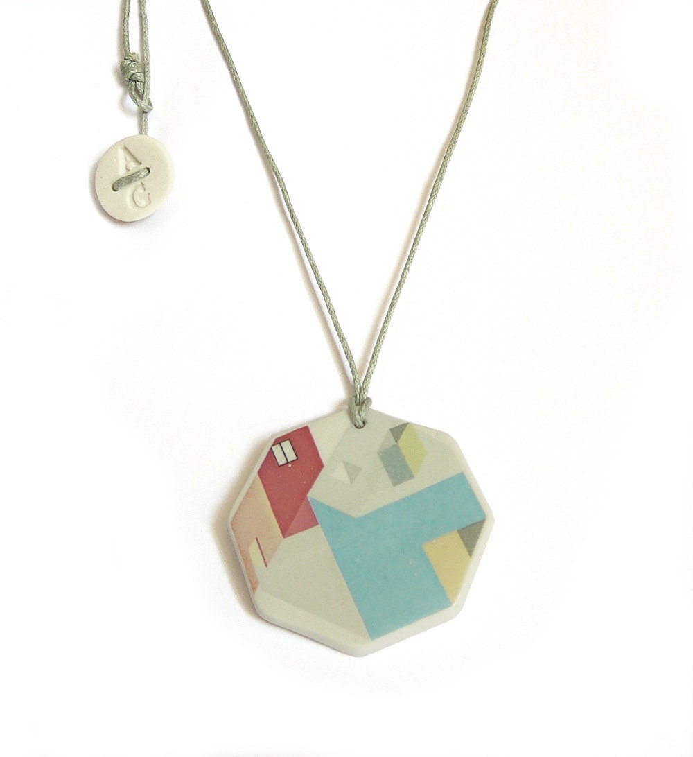Geometric pastel necklace spring 2012 jewelry collection by AtelierGilet - MINI CITY N. 3