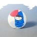 Illustrated porcelain brooch by AtelierGilet - the Tibetan in red and blue - MEDIUM