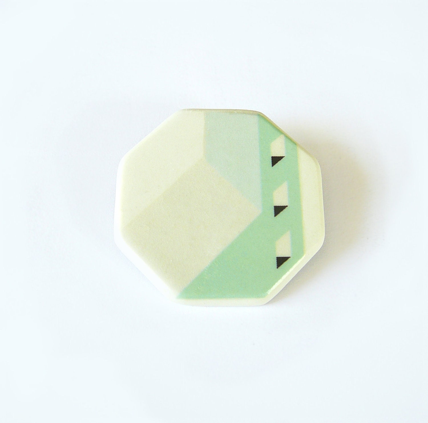 Mint geometric brooch ceramic jewelry by AtelierGilet - MINI CITY N. 2