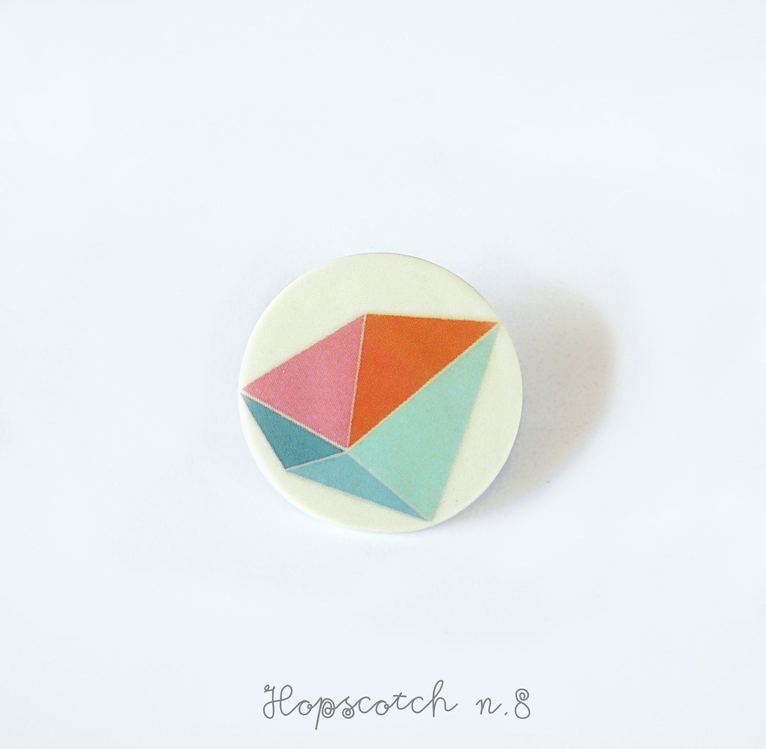 Pink blue geometric brooch porcelain jewelry by AtelierGilet - Hopscotch n. 8