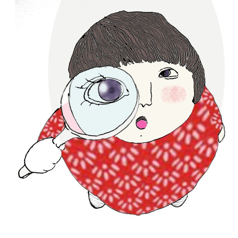 Magnifying glass girl illustrated booch by AtelierGilet