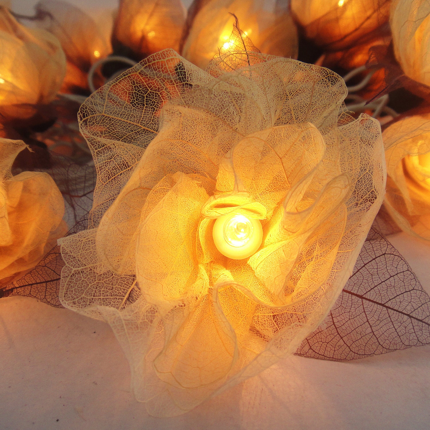 20 White Romantic Carnation Flower Fairy STRING LIGHTS Wedding Party Floral Home Decor 3.5m