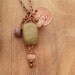 Yoga necklace - lotus flower charm with green jade, moonstone and fancy jasper gemstone