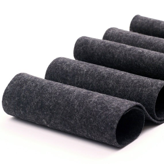 100 Percent Wool Felt Roll in Color HEATHER BLACK 5 by TheFeltPod
