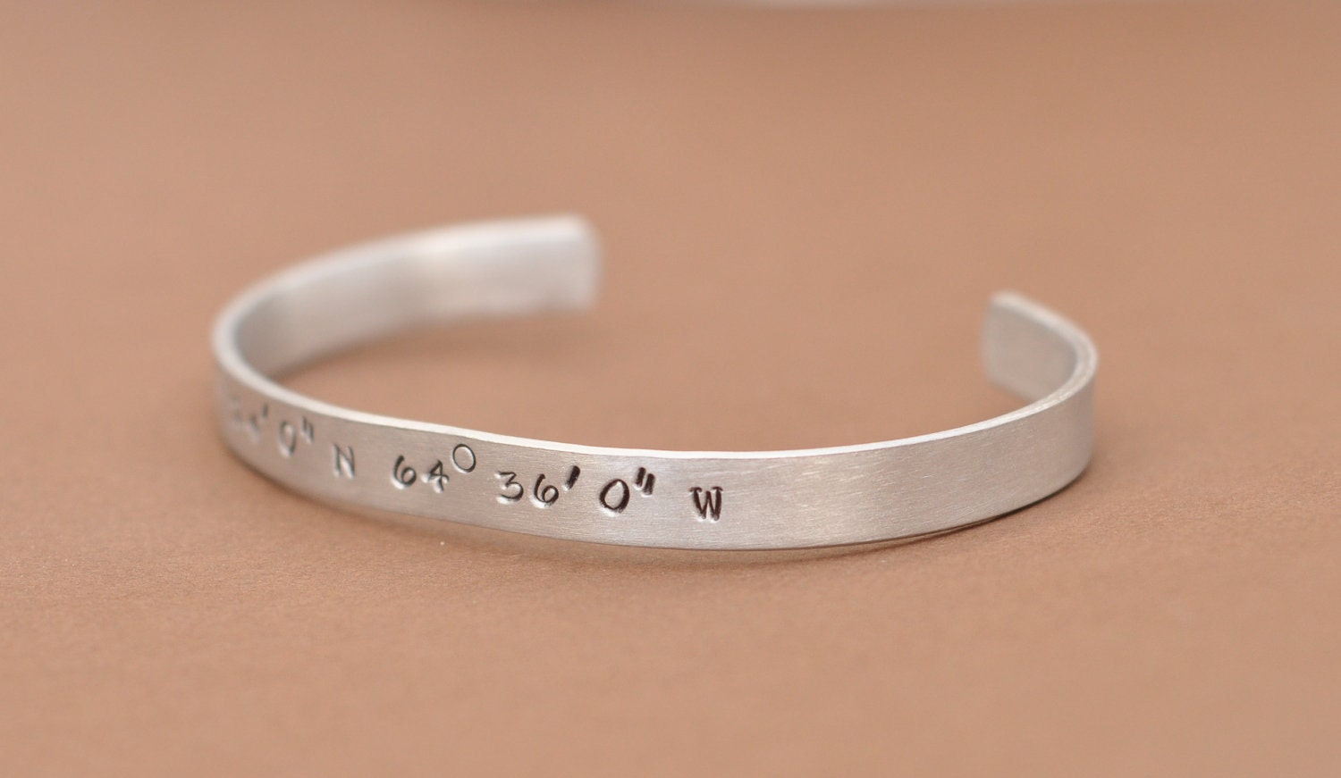 Latitude longitude hand stamped bracelet cuff - Coordinates - customized and personalized
