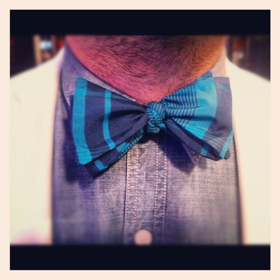 Navy and Turquoise Plaid Bow Tie