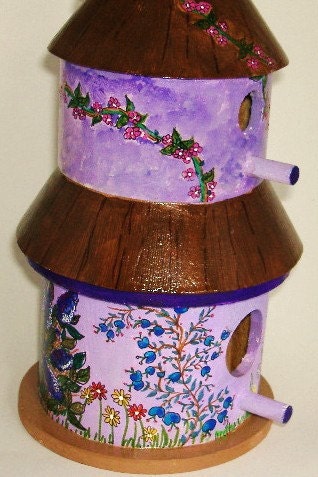 Lavender Hand Painted Wooden Birdhouse