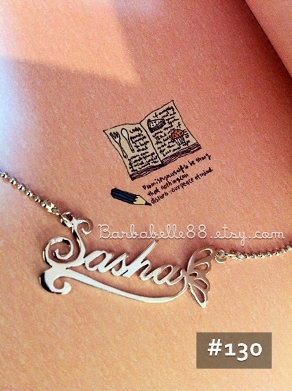 Unique jewelry - Custom name necklace decorate with lovely butterfly wing FREE chain (3 colors for your choice at same price)