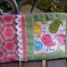 Handmade Cotton Zipper Pouch - multipurpose - Lace - Birds - Cute Birds - Green Needlecord - Cosmetic - pencils - Phone - Keys.