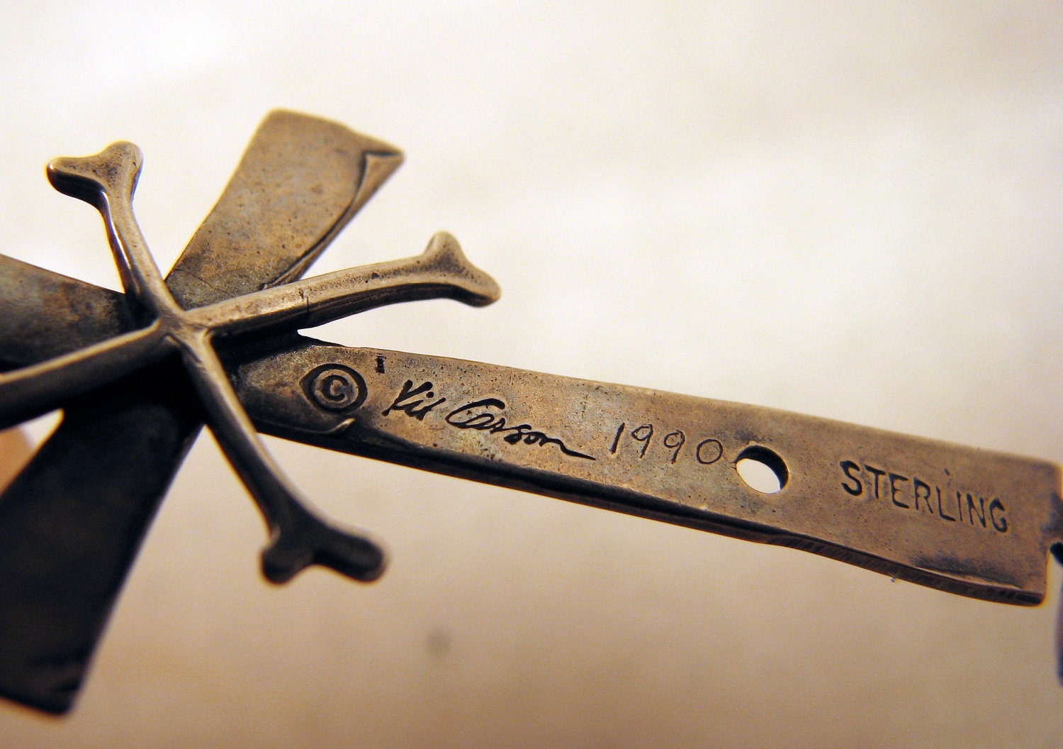 Vintage KIT CARSON Signed Sterling Silver Cross/Heart Pierced Dangle Earrings