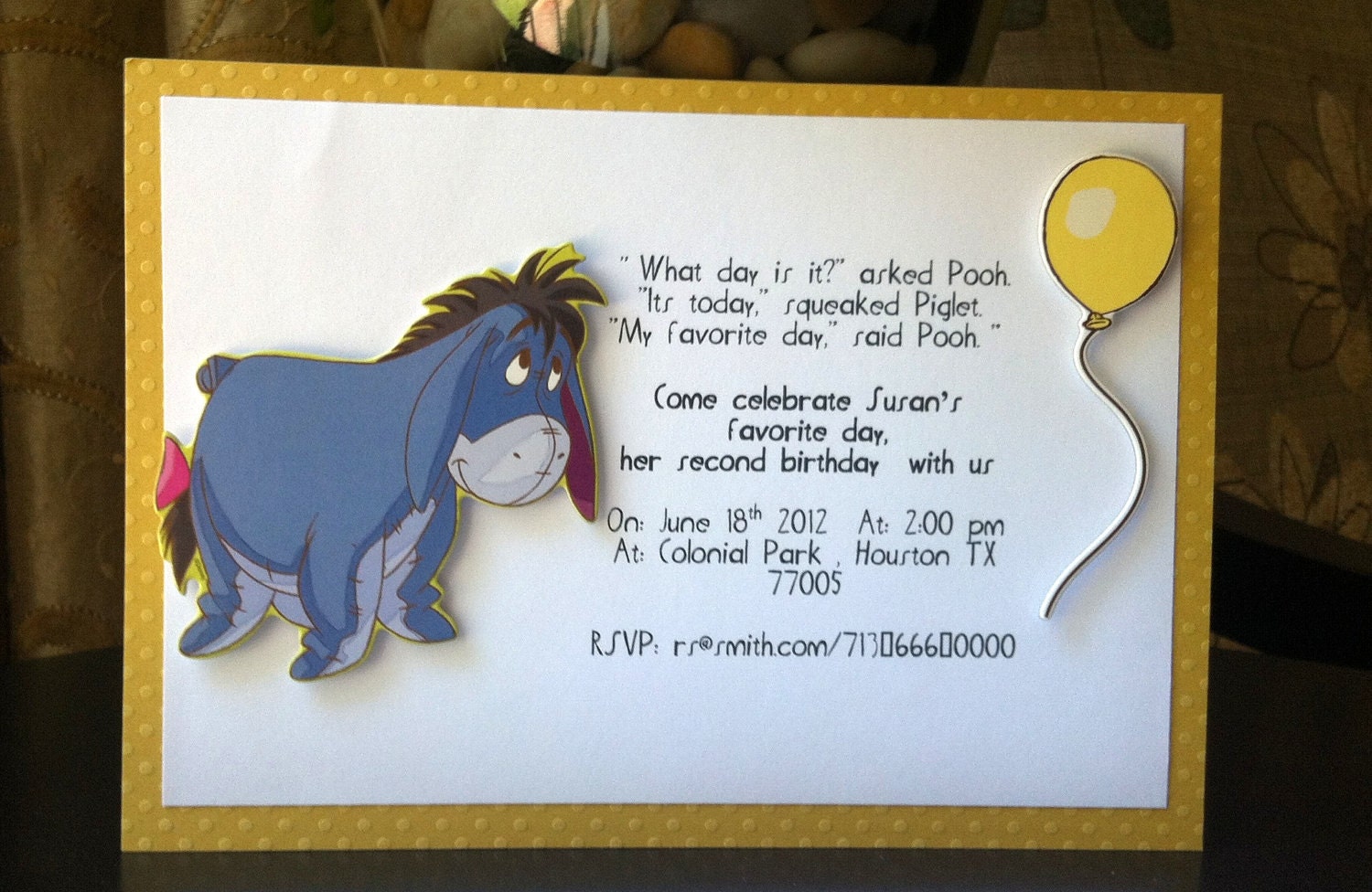 12 invitations for a Winnie the Pooh Themed party